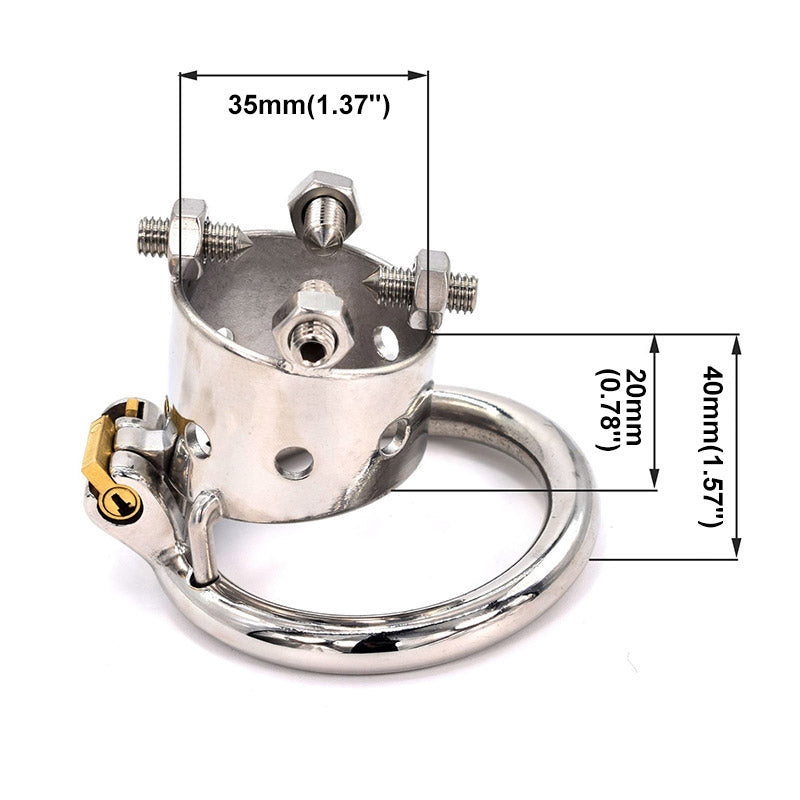 Bolted Chastity Cage With Spikes