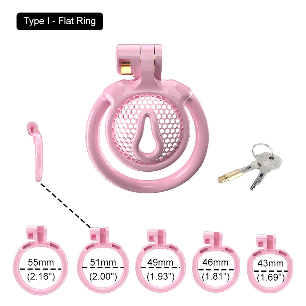 flat pink chastity cage